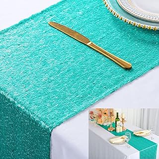 ShinyBeauty 12x72-Inch Sequin Table Runner Pink Gold for Wedding 30cm x 180cm Glitter Table Runner Dining Table Runner Happy Birthday Decorations
