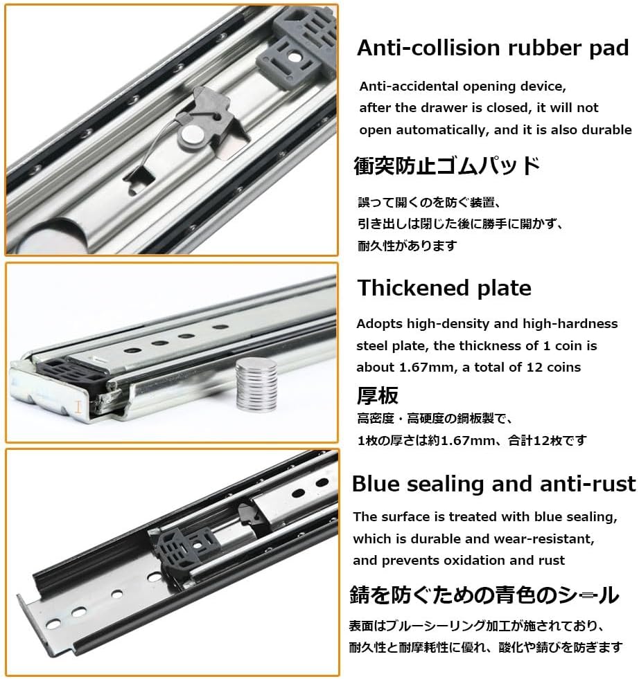 スライドレール 超重量用 引き出しスライドレール ロック付 重量用 スライドレール 伸縮式スライド 幅76mm 1ペア 引き出し レ  重量用スライドレール 1ペア 引き出しスライドレール ロック付き 工業用 スライドレール 超重量用 ボール伸縮式 スライドレールトラ 超重量用 ...