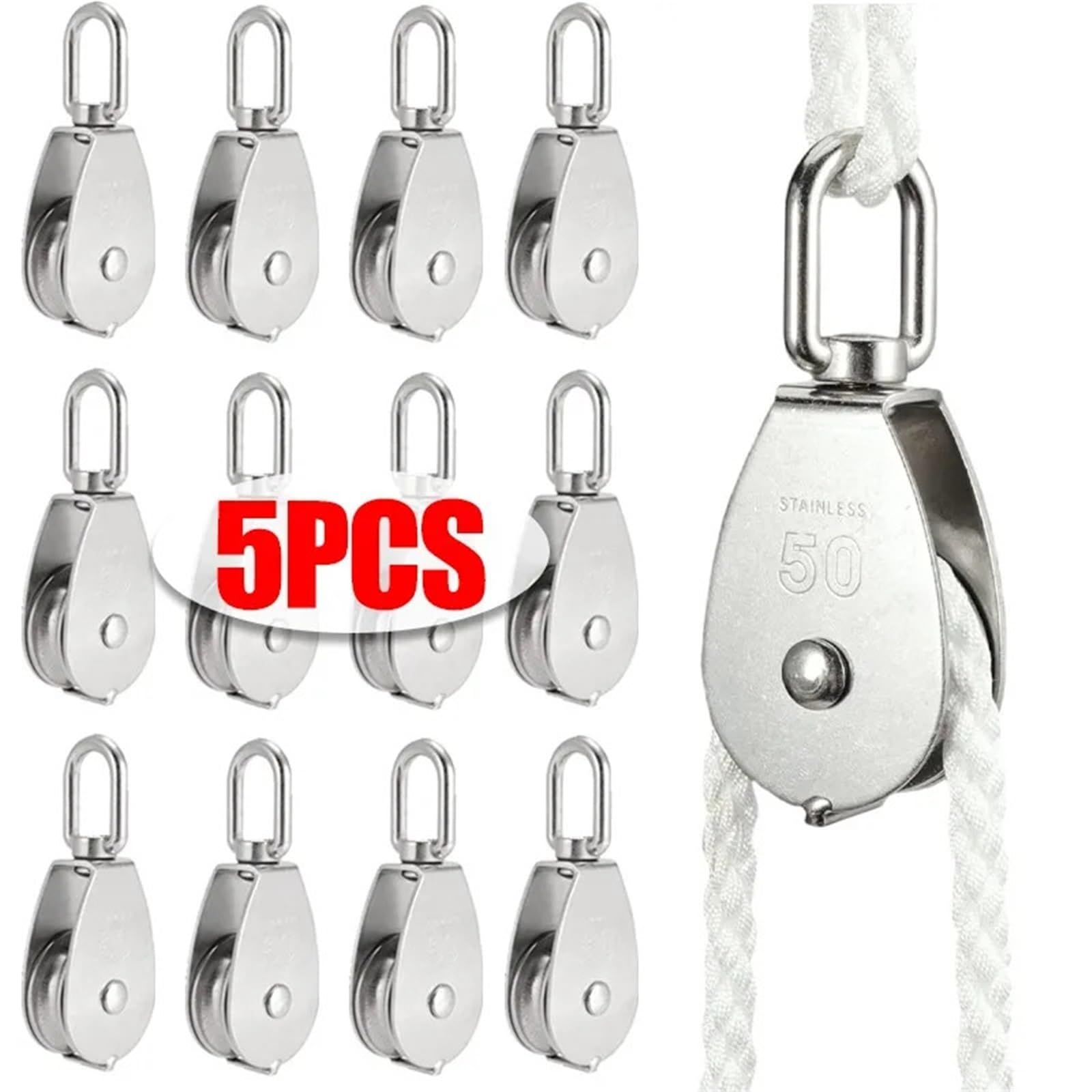 Edelstahl-Hebekran-Flaschenclips for Außenflaschenzugsystem, Flaschenzüge for Seil, Vogelhäuschen, Sonnenschutz, Zeltstangen, Kajak(2PCS,M25)