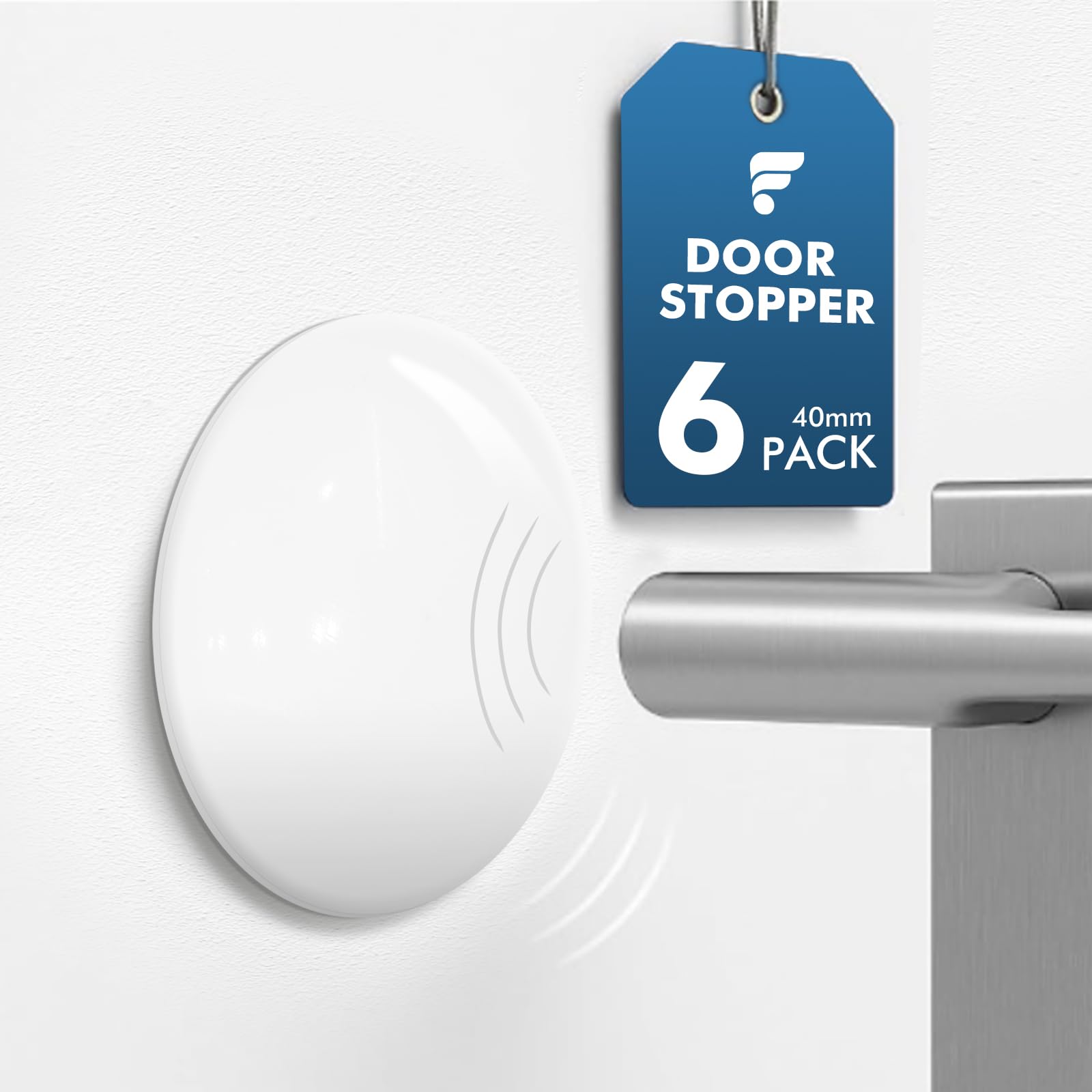 shinfly Türstopper Wand Selbstklebend Weiß, 6 Stück 40x8 mm Türklinkenpuffer, Bummsinchen für Verschiedene Oberflächen, Door Stopper, Wandtürstopper, Türgriffschutz bei Wänden, Vermeidet Effektiv Lärm