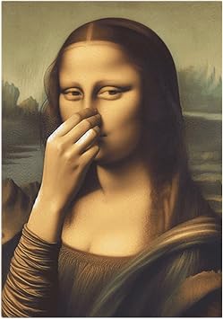 Giwoatln Mona Lisa Bathroom Art - 30x40cm Mona Lisa Holding Her Nose Picture, Funny Parody MonaLisa Wall Art Poster, Holding Her Nose BathroomArt Humor Whimsical Vintage Posters For Bathroom Washroom