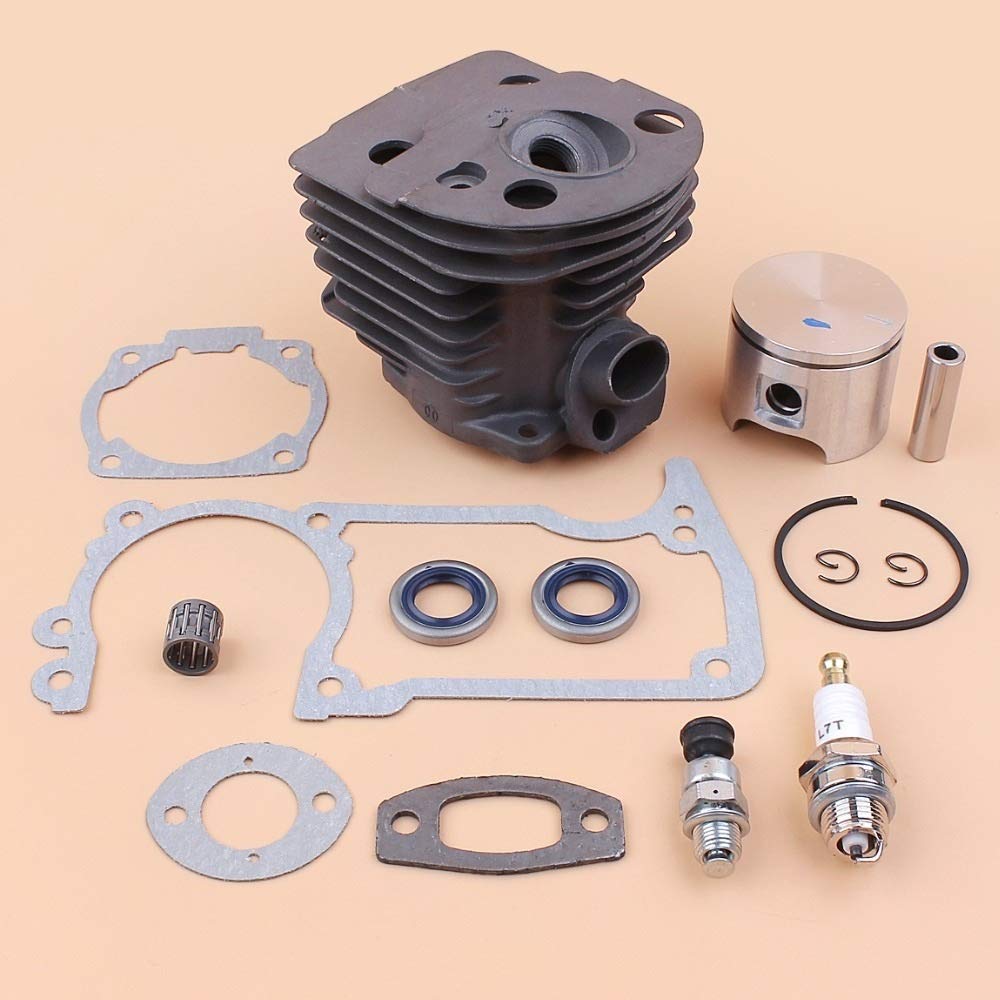 Tiempo Beixi Sello de Aceite del Cilindro de pistón de 46 mm válvula de descompresión de Juntas Kit Compatible con Husqvarna 55, 55 Ranchero, 51 Motosierra Motor Motor Parts