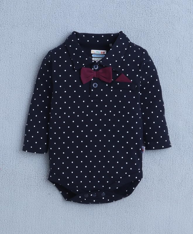 Image of BUMZEE Baby Boys Regular Fit Full Sleeves Collar Neck Cotton Bodysuit Set