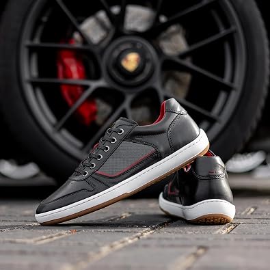 Piloti Driving Shoes for Men, Compass Italian Leather Carbon Panel Everyday Driving Sneaker