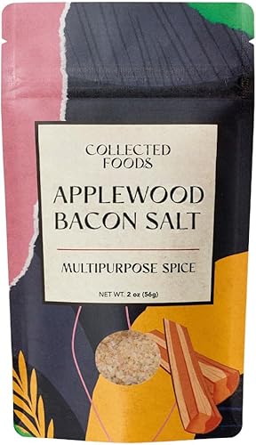 Collected Foods Condimento de sal de tocino ahumado de madera de manzana, con tocino real (1 paquete)
