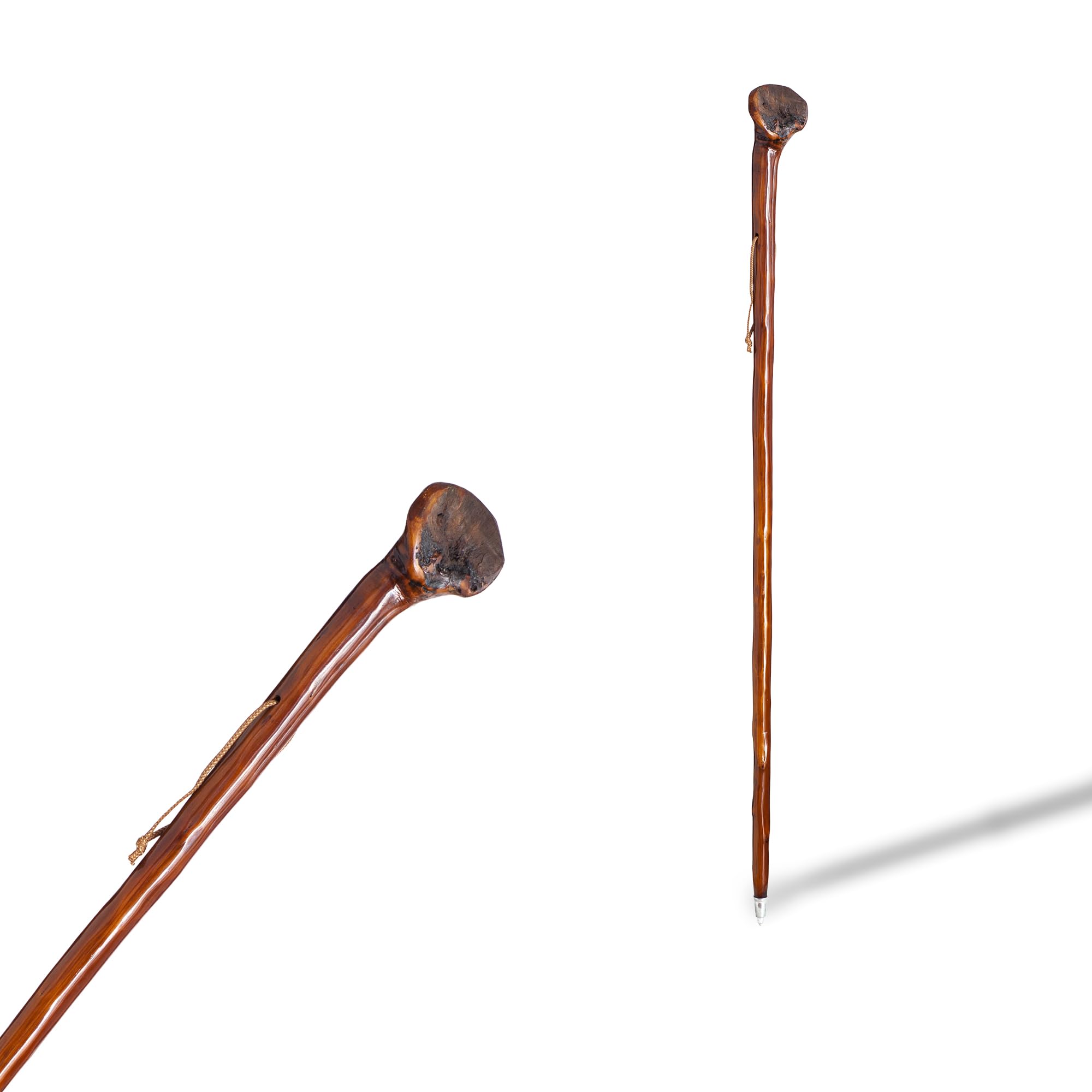 Pielgrzym bursztyn do wędrówek w górach, ciemnobrązowe drewno, wysokość 140 cm (540), szlak do Santiago, rękodzieło