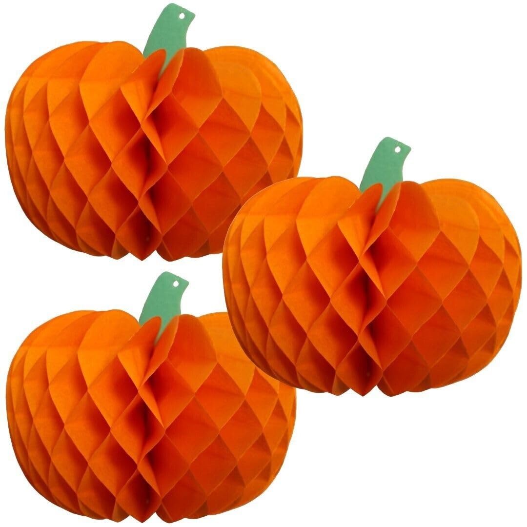Orbitron3 x 3D Pumpkin Halloween Hanging Decorations Spooky Fun Paper Scary Party Decor