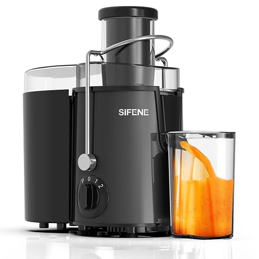 Easy to Clean Juicer Machines, SiFENE 3" Big Mouth Centrifugal Juicer Extractor for Fruits & Vegetables, Compact Juicing Maker, Non-BPA (Gray)