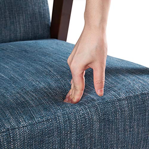 Huimo Arm Chair Accent Chair, Wooden Mid-Century Modern Accent Chairs, Elegant Upholstered Lounge Chair For Living Room, Bedroom, Linen Fabric Padded Reading Chair, Side Chair Blue #TOP4