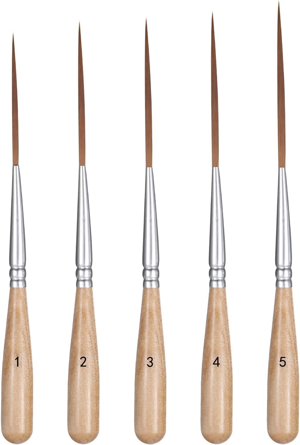 Long Liner Brushes, 5 Pcs Detail Paint Brushes, Extra Long Fine Point Tip Scroll Pinstriping Brush for Filling Corners Marking Outlining Creating Edge Borders Watercolor Acrylic Painting