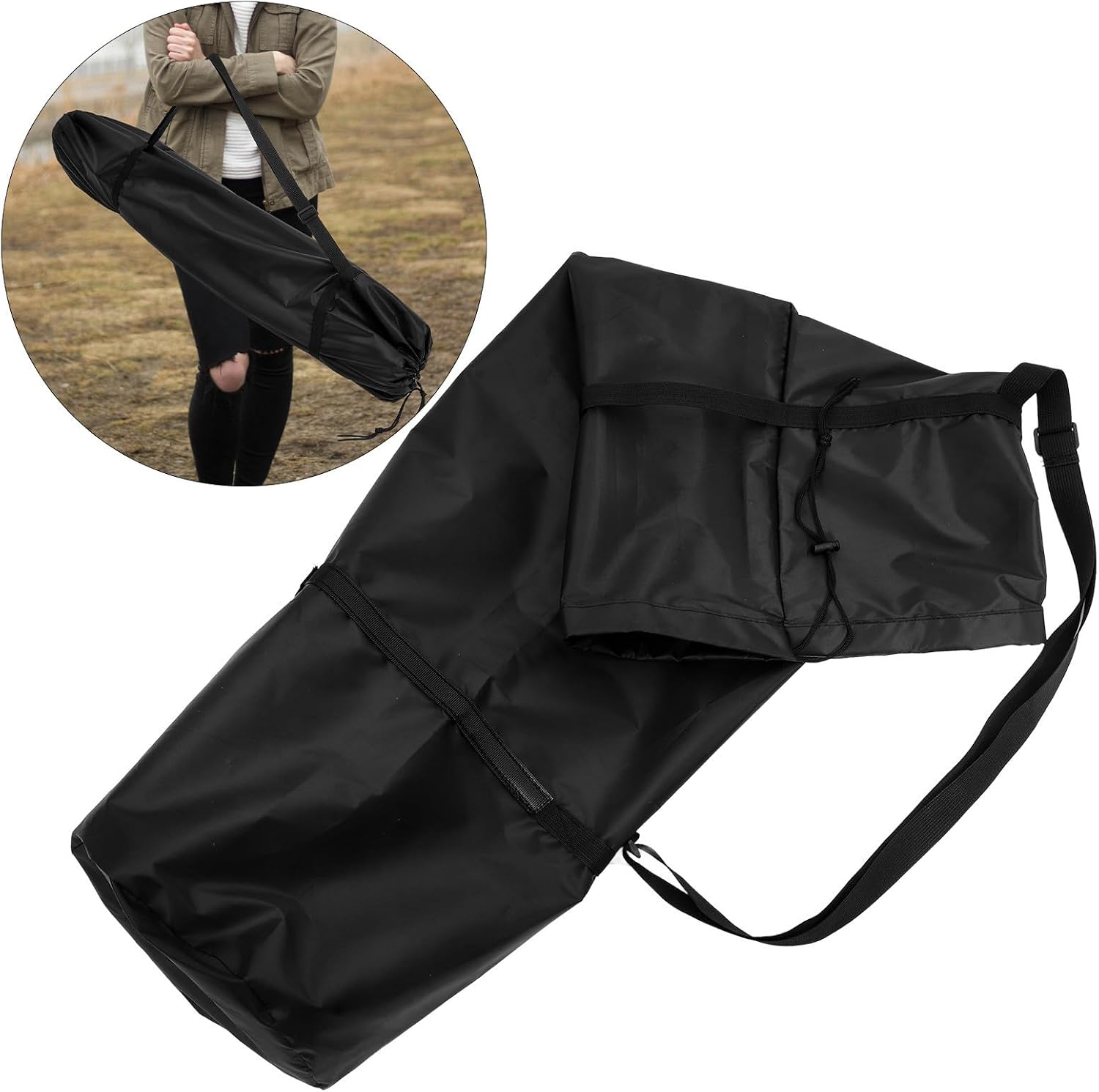 SECFOU Black Oxford Cloth Folding Chair Carry Bag for Travel Outdoor Use