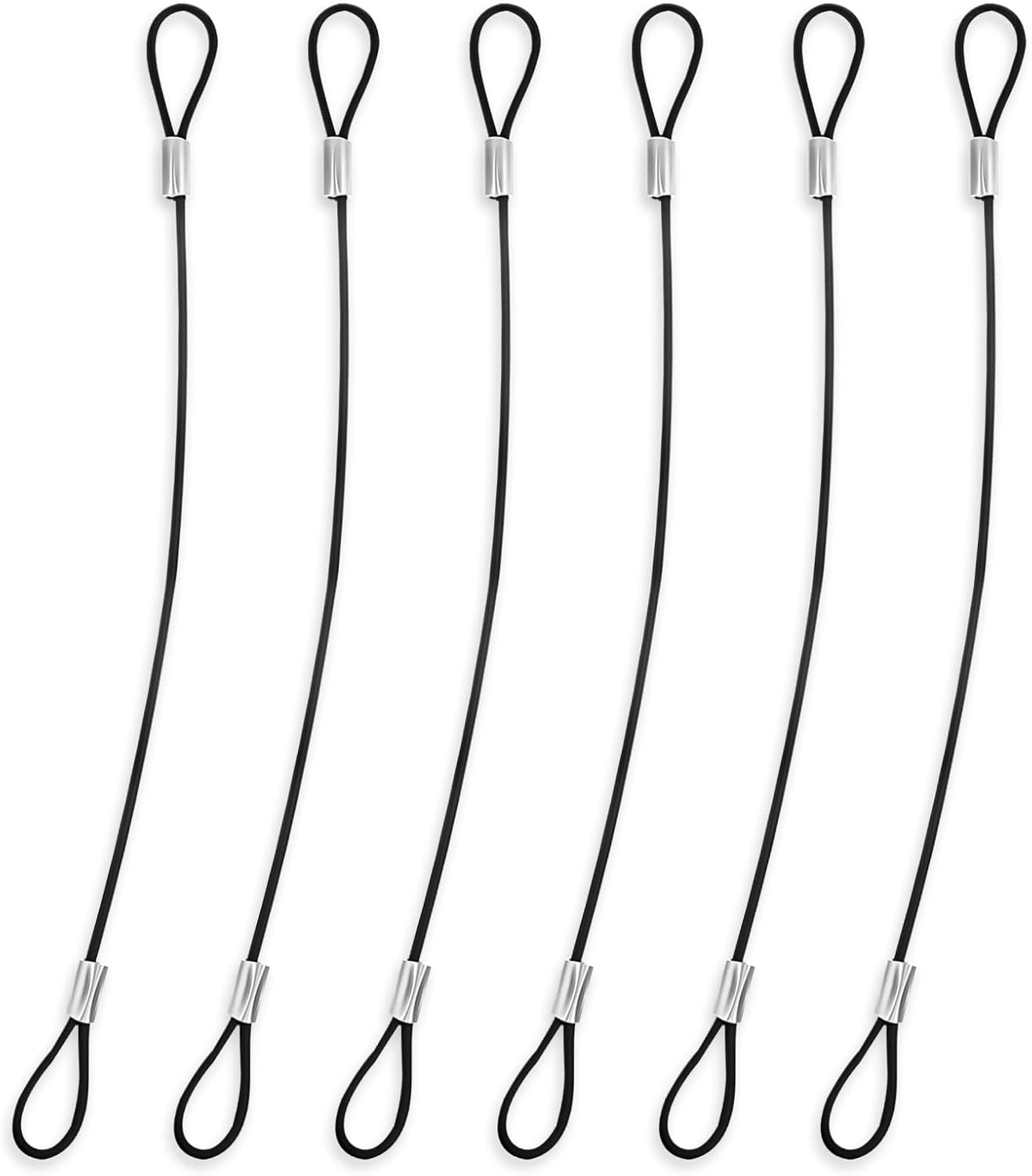 6 Pcs Outdoor Travel Safety Cable Lock 8 Inch Security Cables with Double Loops Luggage Cable Locks for Train Locking Cables Vinyl Coated Wire Rope for Outdoor Luggage Lock Stage Lighting Hanging