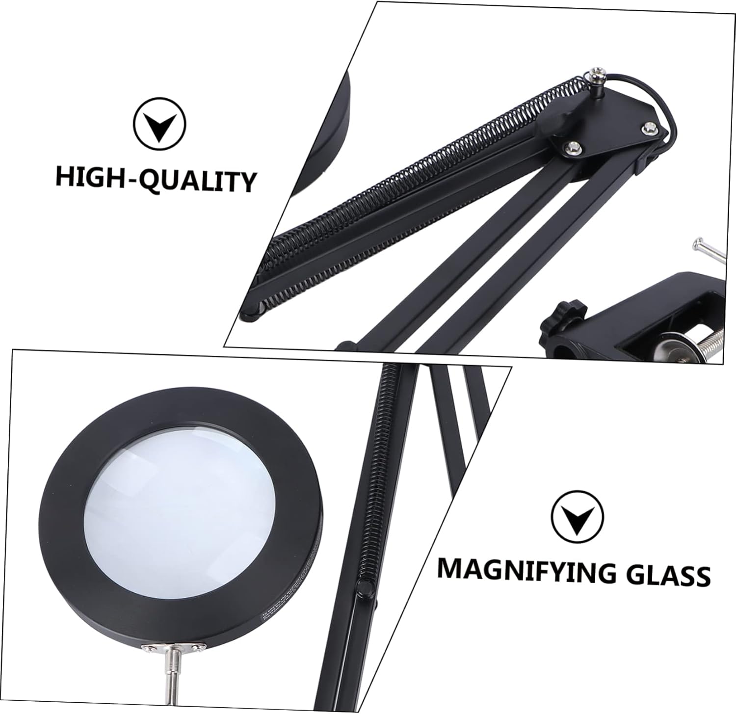 Retractable USB Led Magnifying Glass Desk Lamp Light Clip Brightness Levels