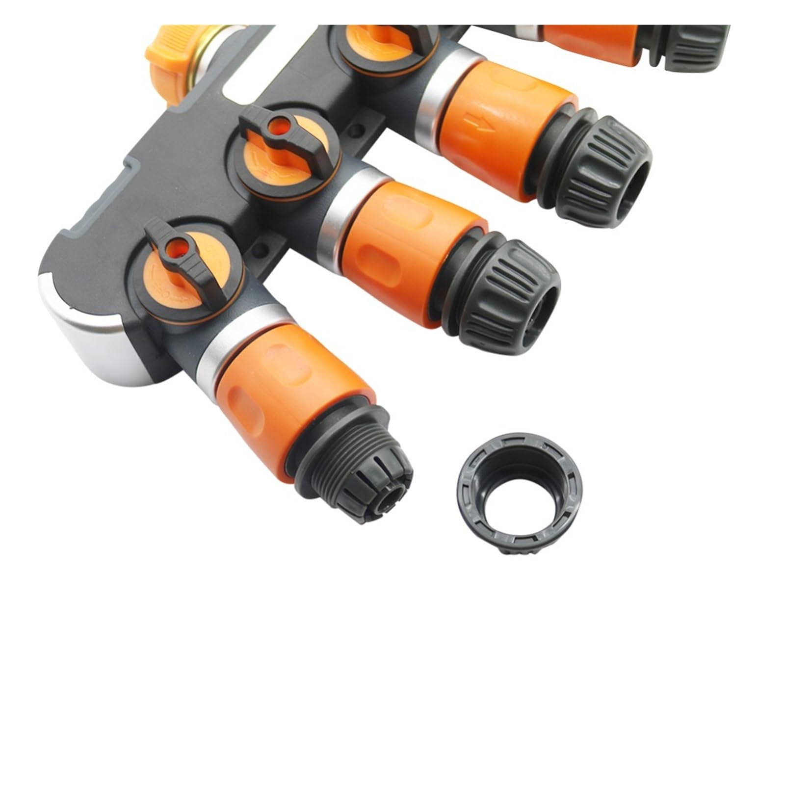 Válvula divisora ​​de 4 vías con conector rápido de latón, kit de conector rápido de manguera de 1/2 pulgada conector de manguera de grifo de jardín al aire libre 1 Juego