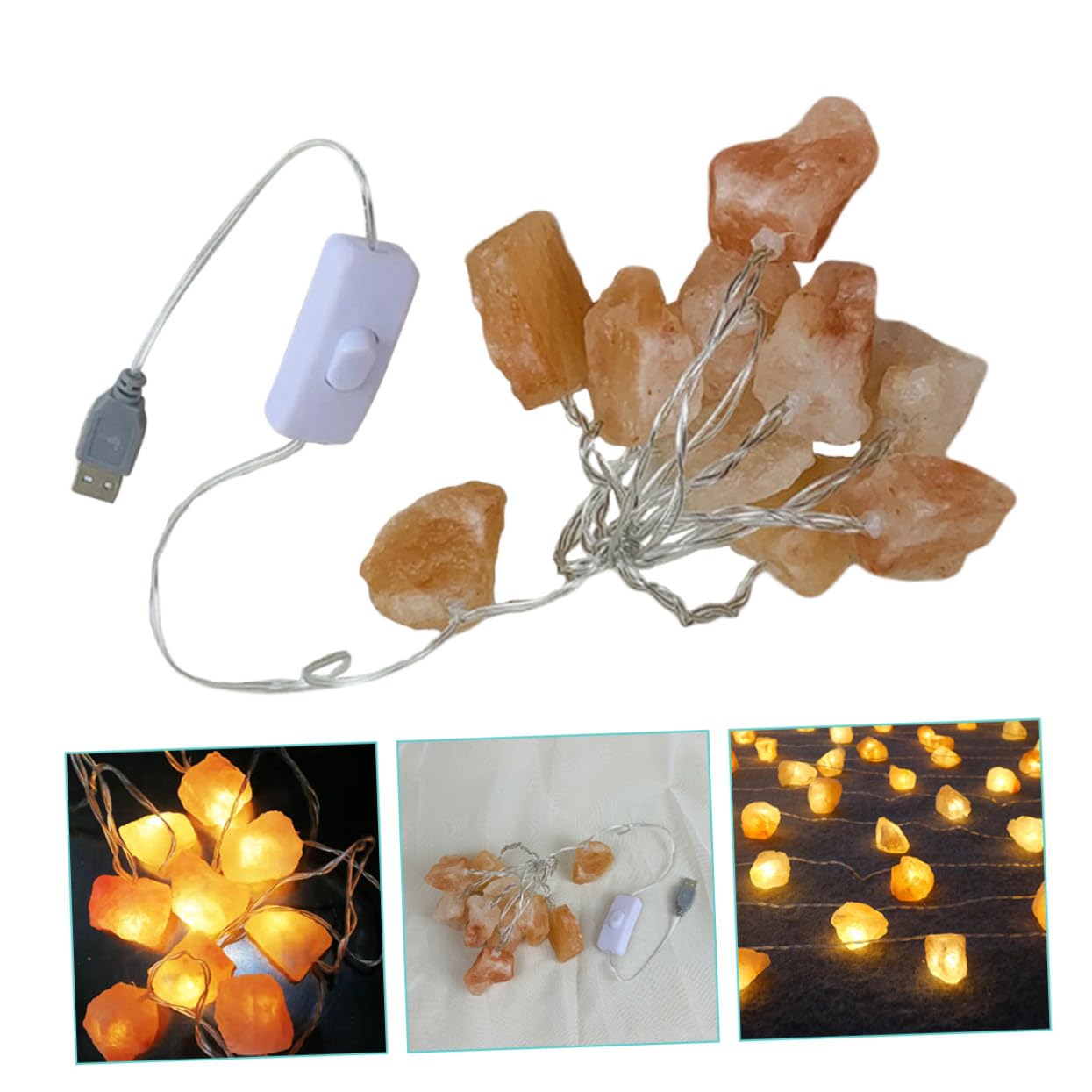 Lampada Stringa Decorativa in Pietra Arancia 10 LED, Luce Soffusa | Effetto Morbido, Luce D’Ambiente, per Caffè e Feste, Atmosfera Serale Accogliente