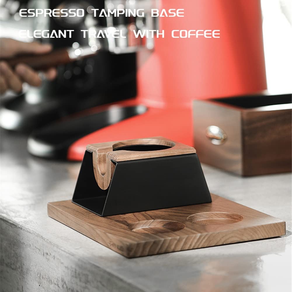 Base In Legno Per Pressino Caffè 51/53 E 58 Mm - Supporto Per Tamper Con Slot Porta-Accessori - Accessorio Barista