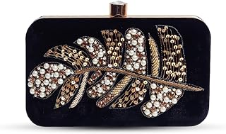 Afrah Hand Embroidered Leaf Clutches for women Purses Luxury Evening Handbags for ladies