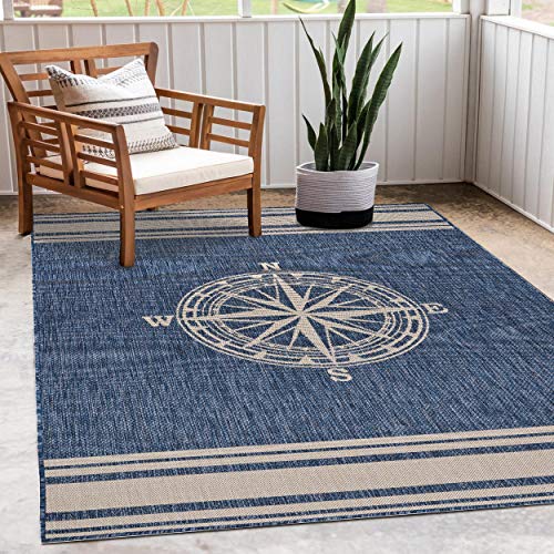 Lr Home Ox Bay Seamas Navigationsteppich für drinnen und draußen, Marineblau/Weiß, 91 x 152 cm - Image 8