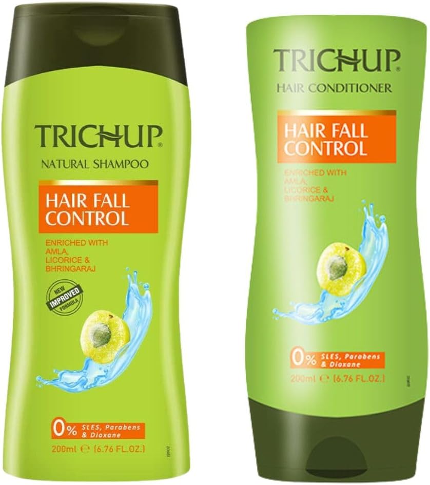 Hair Fall Control Shampoo & Conditioner Set (13.53 fl oz Each) | Bhringraj, Amla & Licorice | Paraben-Free Hair Care for Weak, Thinning Hair | Nourishing & Strengthening for Men & Women