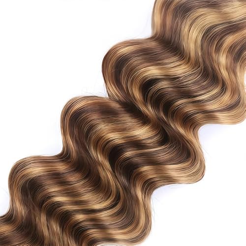 KODRHAR Blonde Highlight Bundles 26 28 30 Inches Deep Wave Honey Blonde Bundles Highlight Brown Colored 3 Bundles 12A Brazilian Virgin Remy Hair Double Weft P4/27 Color — view 4