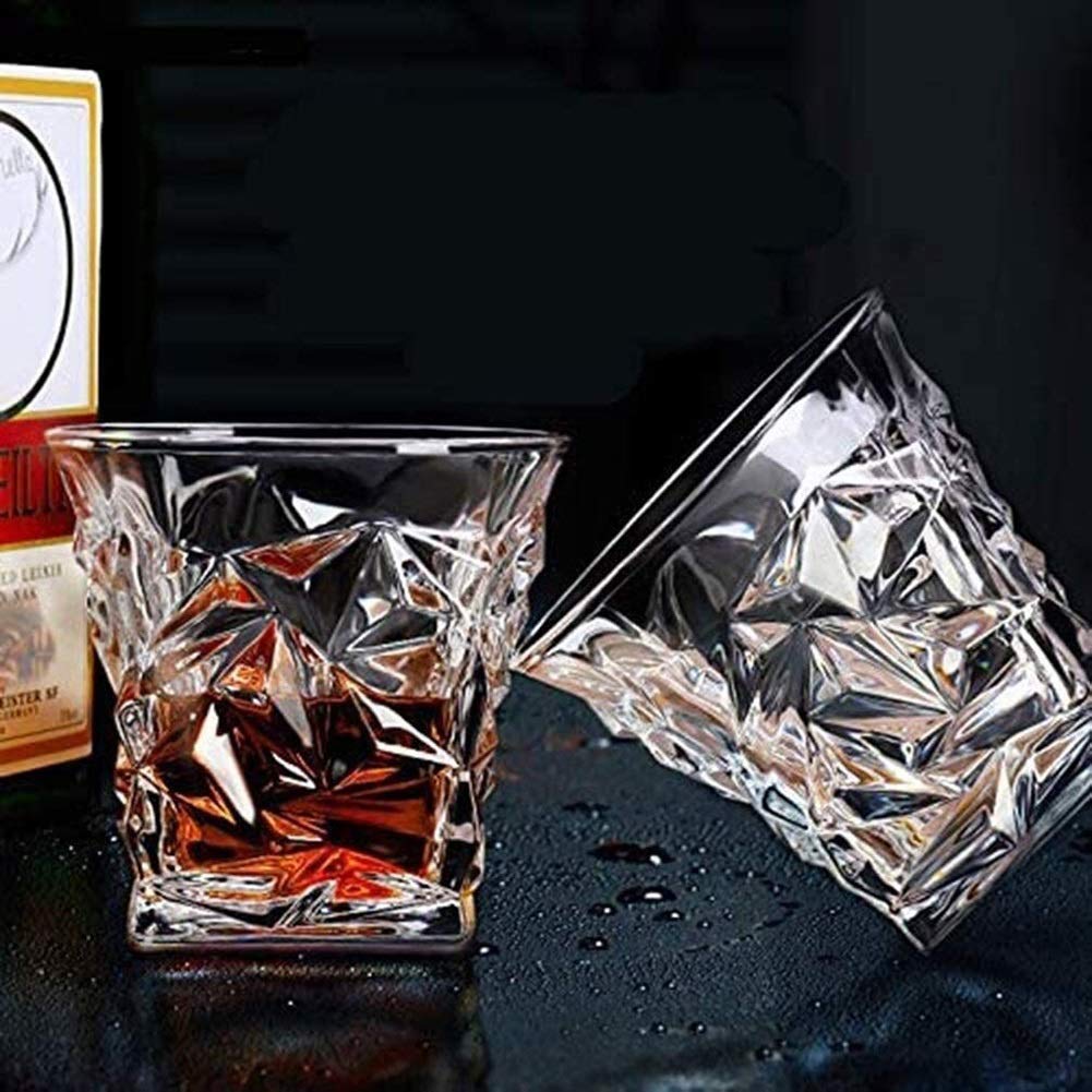Karafka do whisky i zestaw szklanek do whisky, staromodne kryształowe szklanki z podwójnymi ściankami, burbon, koktajl, szkocka, wódka, szklanki do picia, zestaw 4 szt