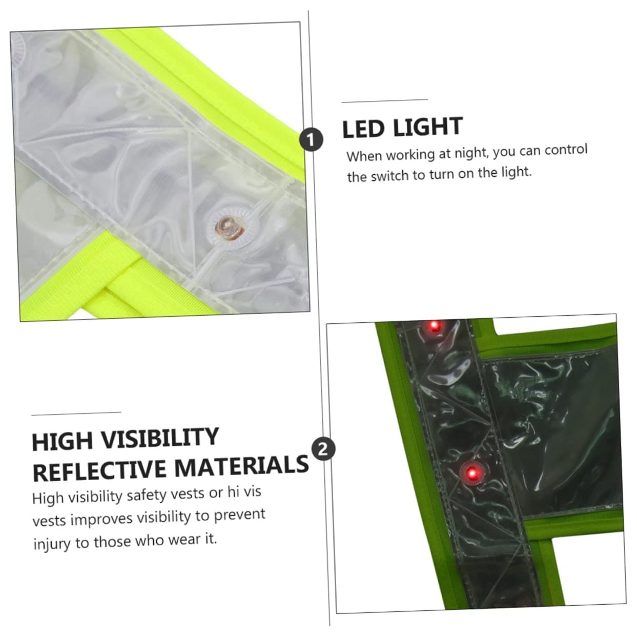 SHINEOFI Chaleco de Alta Visibilidad con LED Incluido para Seguridad en Trabajos al Aire Libre