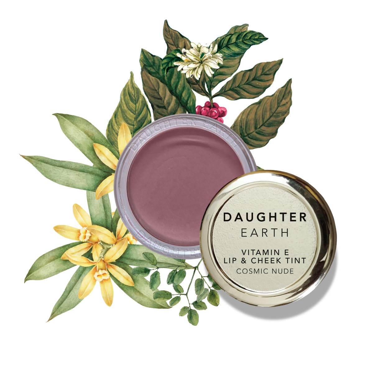 DAUGHTER EARTH Vegan Lip and Cheek Tint | Matte Natural Blush for Women | Lip Tint with Vitamin E | Nourishing Cheek Tint, 4.5g - Cosmic Nude
