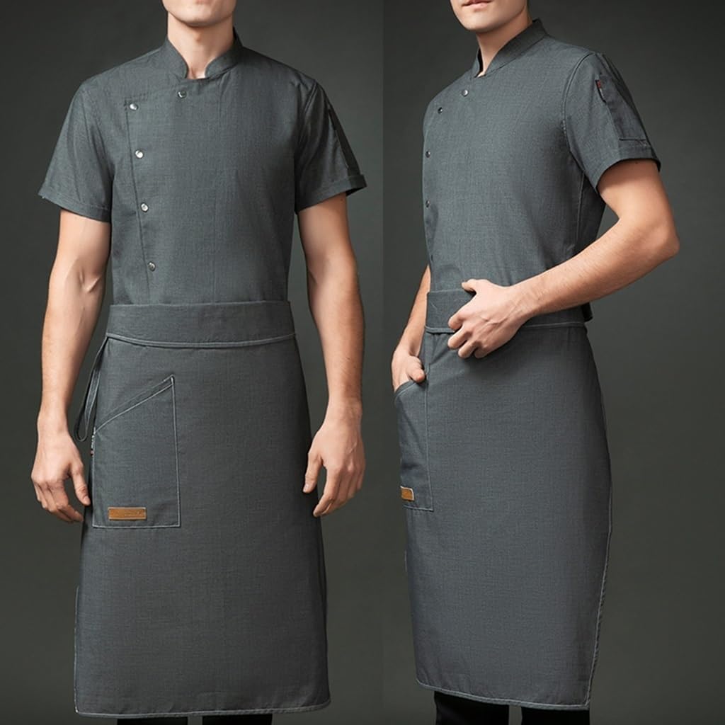 Unisex Chef Work Uniform Short Sleeve Breathable Chef Jacket Mens Womens Chef Coat Restaurant Kitchen Chef Tops