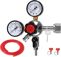 Beer Keg CO2 Regulator CGA320 -Brand LUCKEG Kegerator Regulator with Safety Pressure Relief Valve, Include 5ft Red Gas Line and Worm Clamps for Home Brewing Keg Kegging