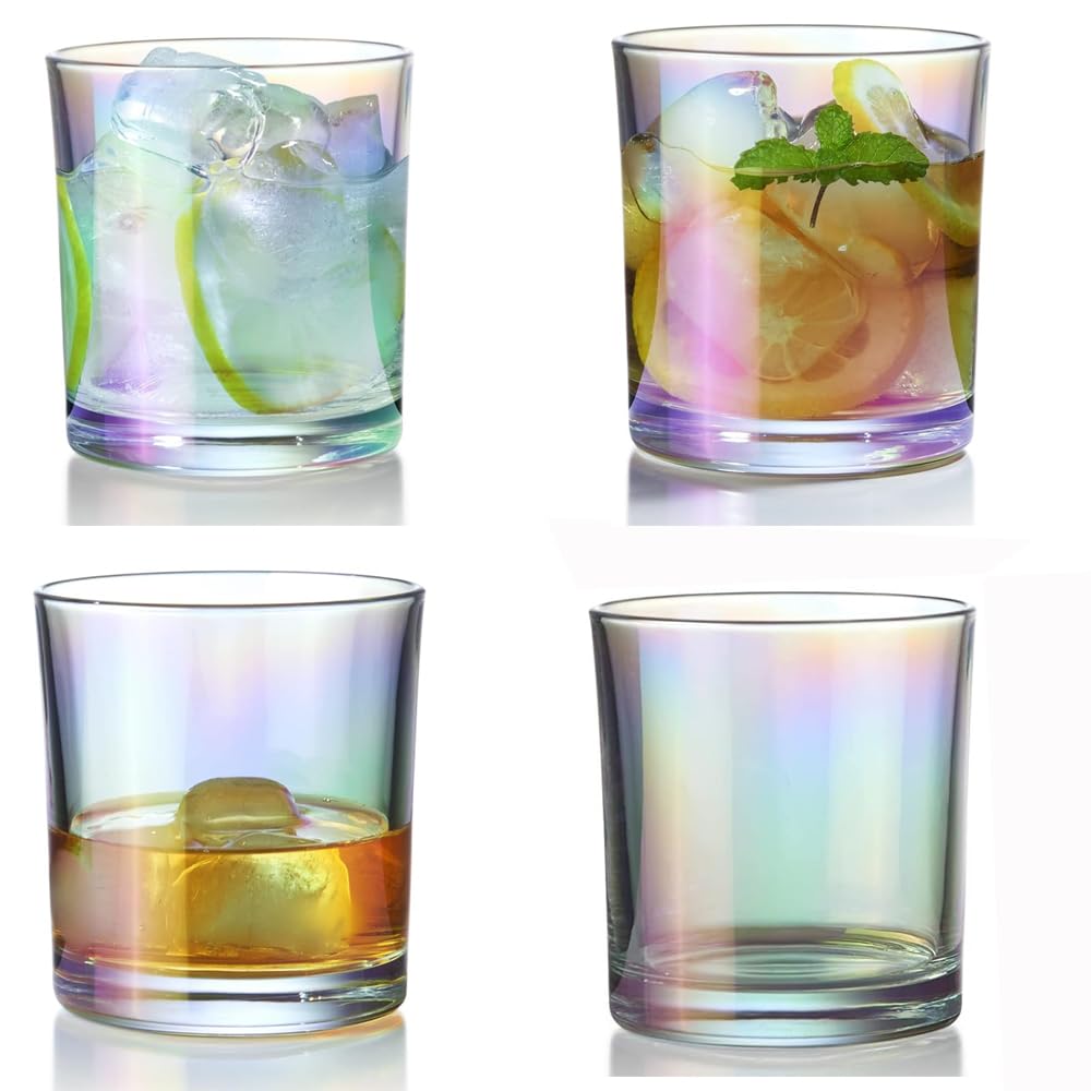 KING CRYSTAL Set of 4 Crystal Trumbler Glass | 12 oz Drinking Glasses | Drinkware Kitchen Glasses for Cocktail, Iced Coffee, Beer, Ice Tea, Whiskey, Water, Drinking Glasses | Dishwasher Safe.