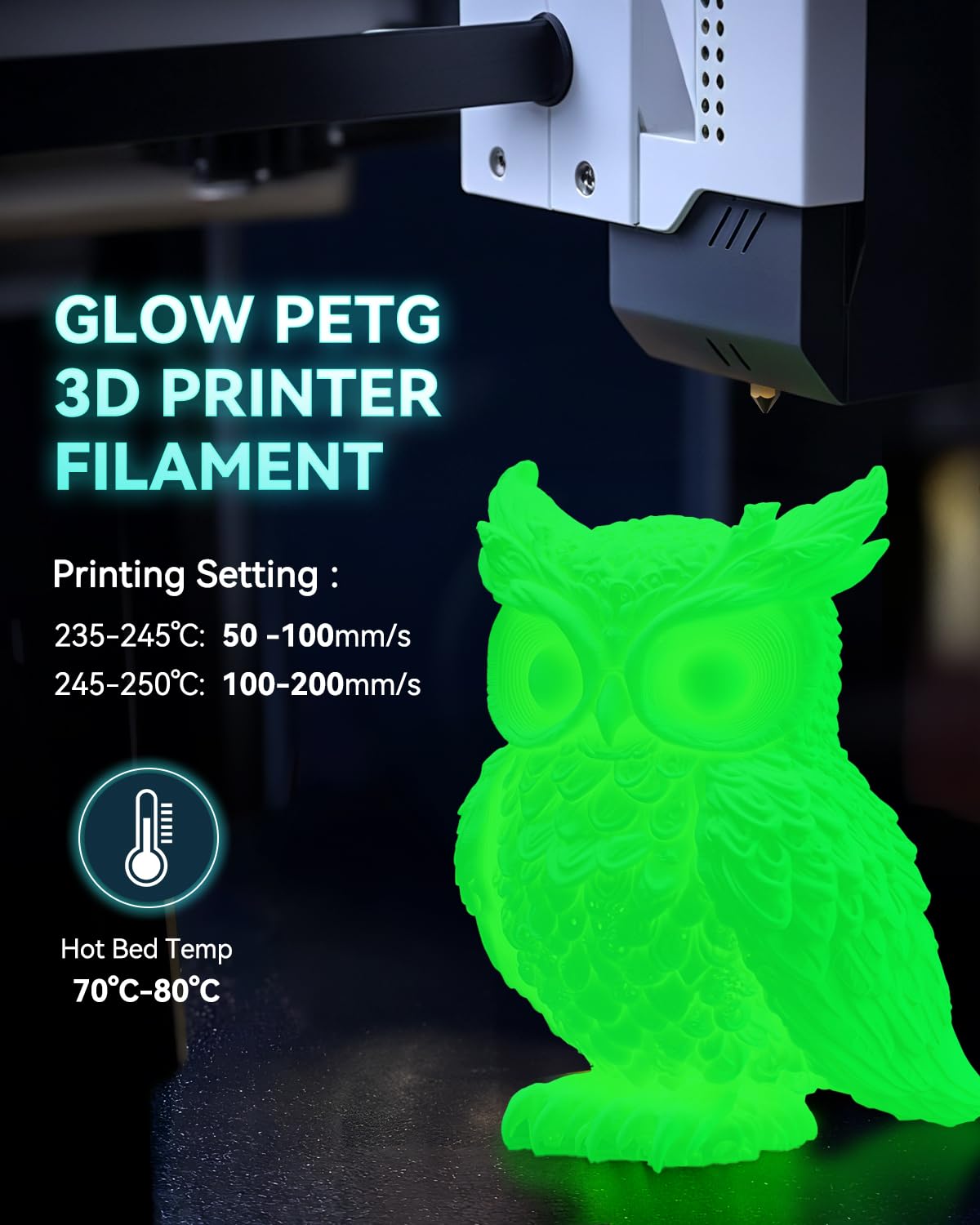 SUNLU Glow PETG Filament Bundle, Glow in the Dark filament do drukarki 3D, żarnik o wysokiej wytrzymałości 1,75 mm, 250 g na szpulę, 8 rolek, (petg czarno-biały z 6 cewkami w kolorze niebieskim