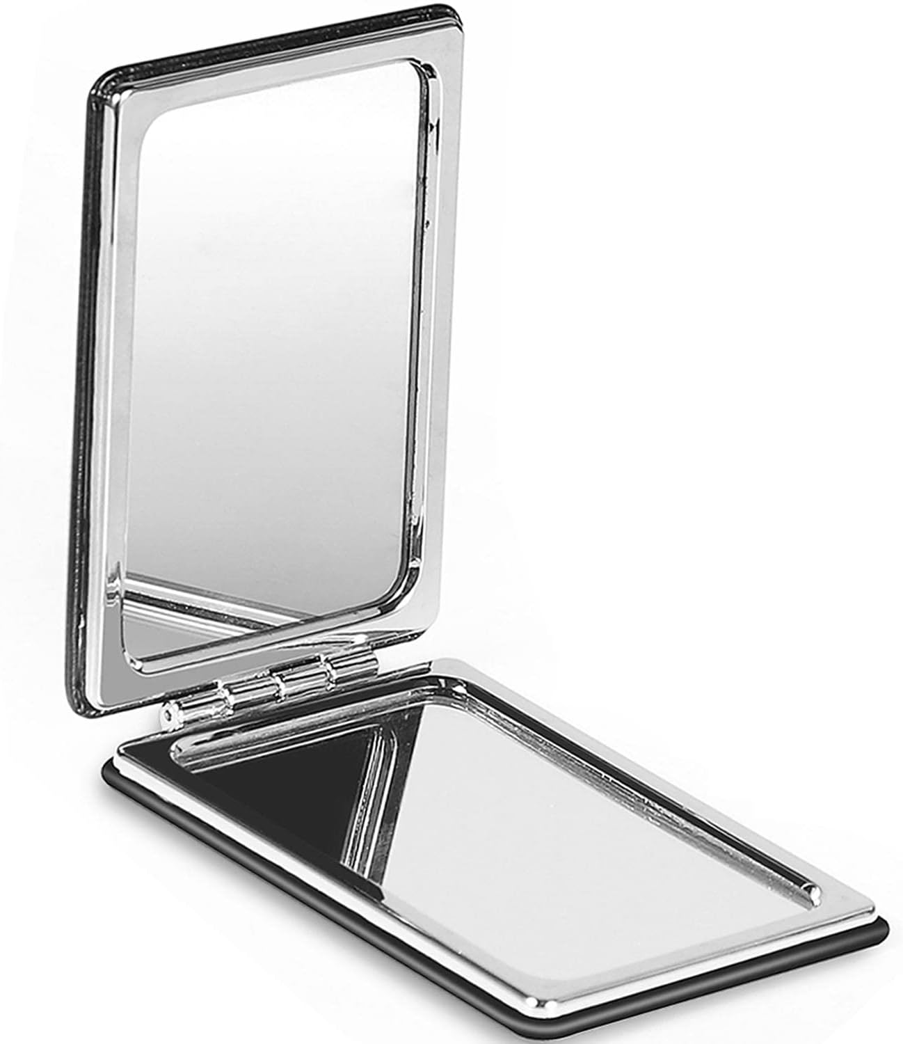 WantGor Compact Mirror, Makeup Mirrors Travel Black Portable Double-Sided Pocket Mirror for Men, Women
