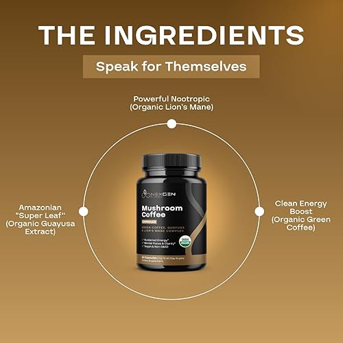 Miniatura 6 de Alternativa al café de hongos 100% orgánico, suplemento orgánico de hongo de melena de león con extracto patentado de guayusa y grano de café verde