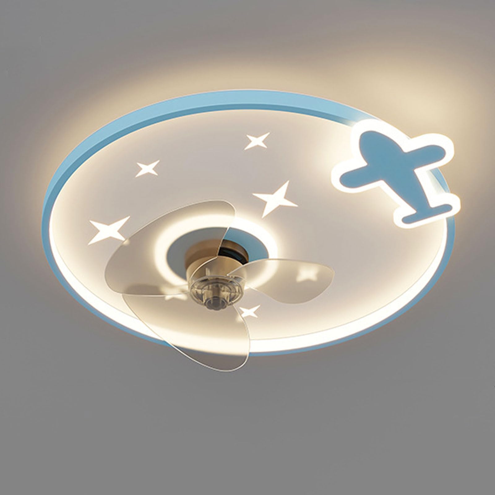 HXYSXHJUO Flush Mount Ceiling Fans With Lights And Remote Dimmable LED Light Fan 6 Speeds Quiet For Kids Room Bedroom Nursery Children's 50cm(19.7in)
