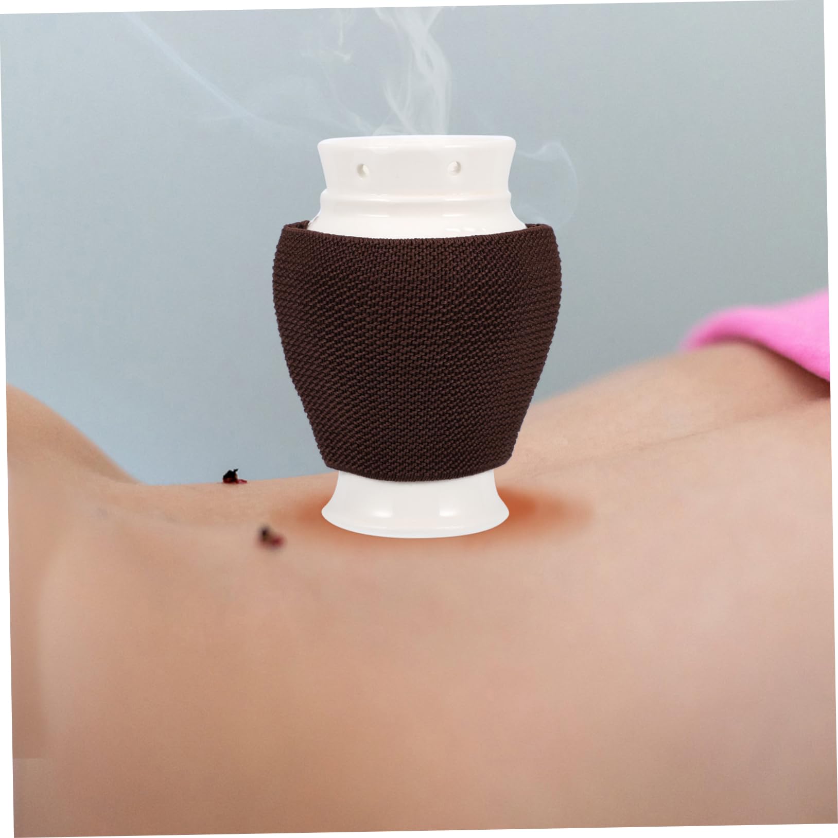 IWOWHERO 1pc Moxibustion Cup Moxibustion Holder Moxa Pot Handheld Moxa Burner Portable Tools Moxibustion Pot Body Massage Roller Portable Moxibustion Tool Moxibustion Device Ceramics White