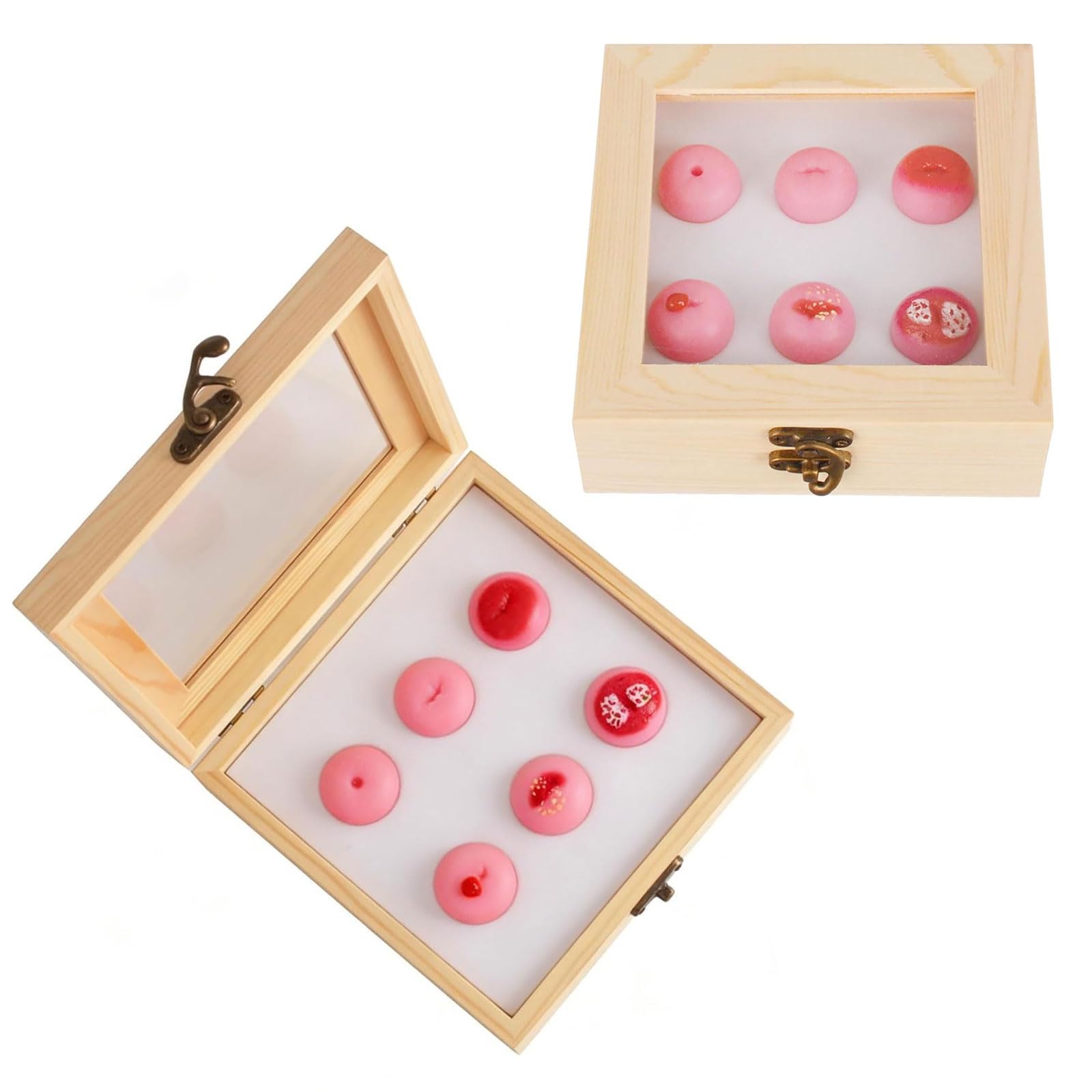 JOSBY 2pcs Female Uterus Cervix Model Set, Level 1-6 Cervical Pathology Models, Multi-lesion Cervical Model With Wooden Box, Medical Gift, For Training & Patient Education