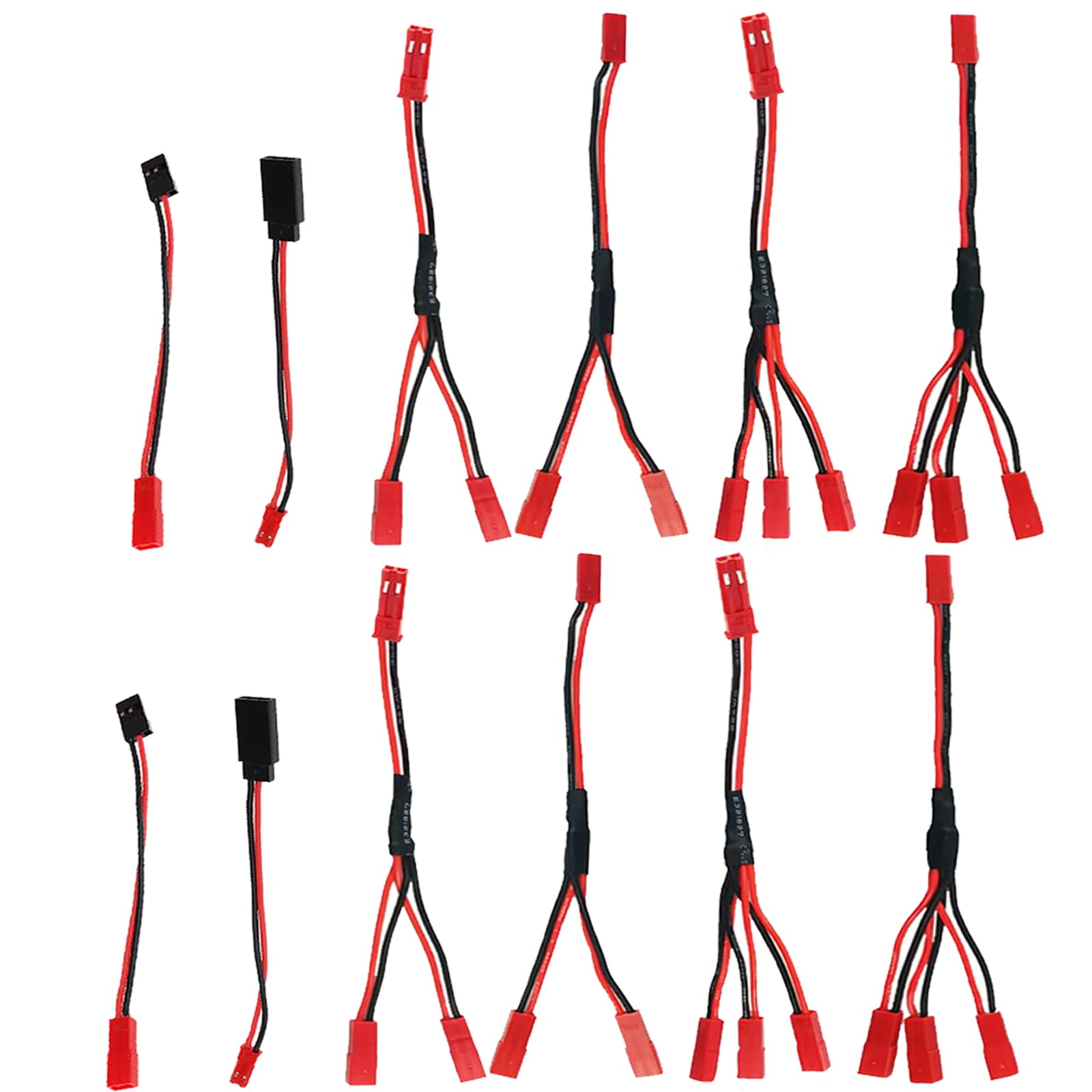 AEDIKO 12pcs JST Plug Splitter 15cm/5.9" JST Male Female Y Cable JST Y Parallel Adapter Splitter Harness JST to JR Adapter for RC Car Crawler ESC