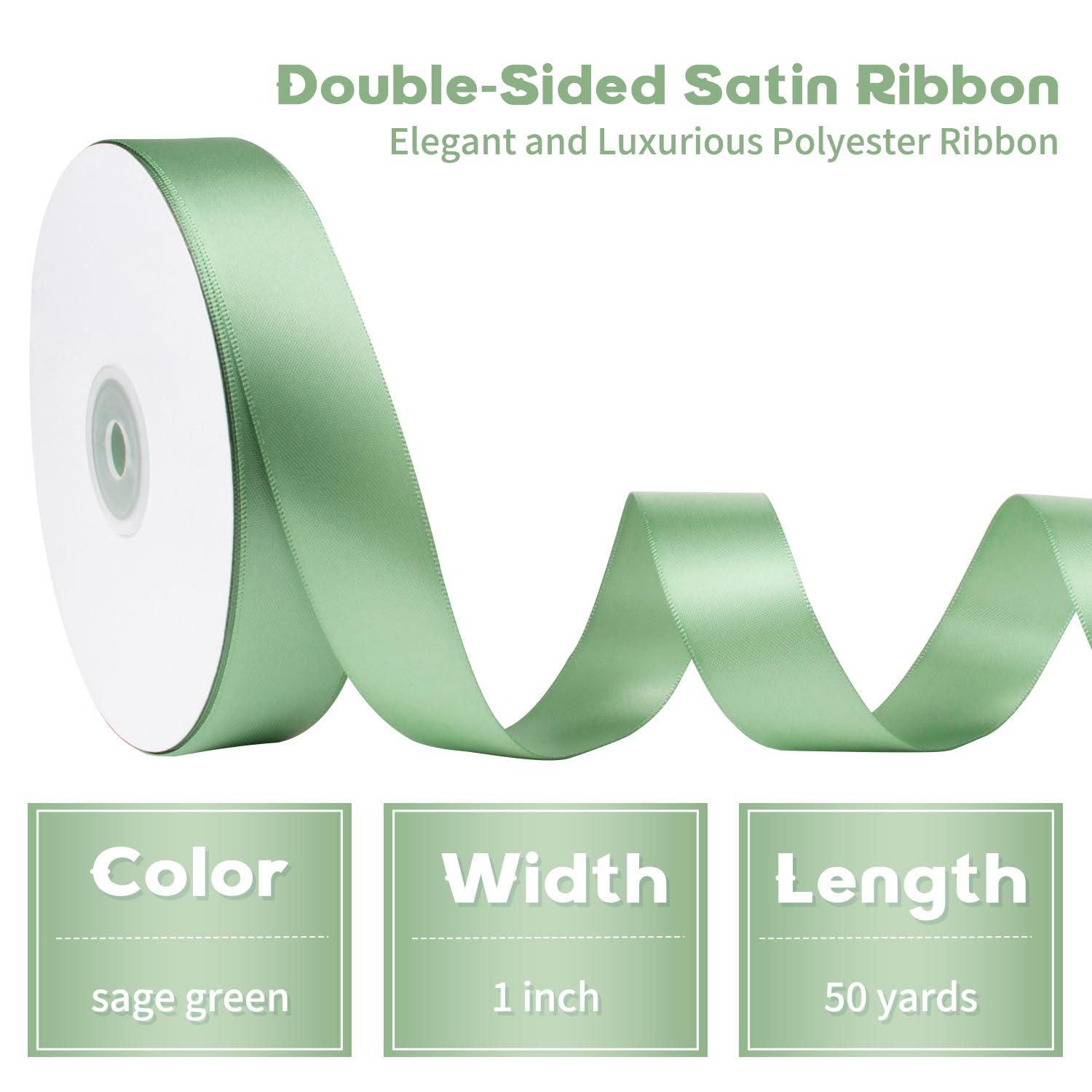 Sage Ribbon Snapklik.com : Sage Green Ribbon 1 Inch Sage Green Satin Ribbon 50Yds ...