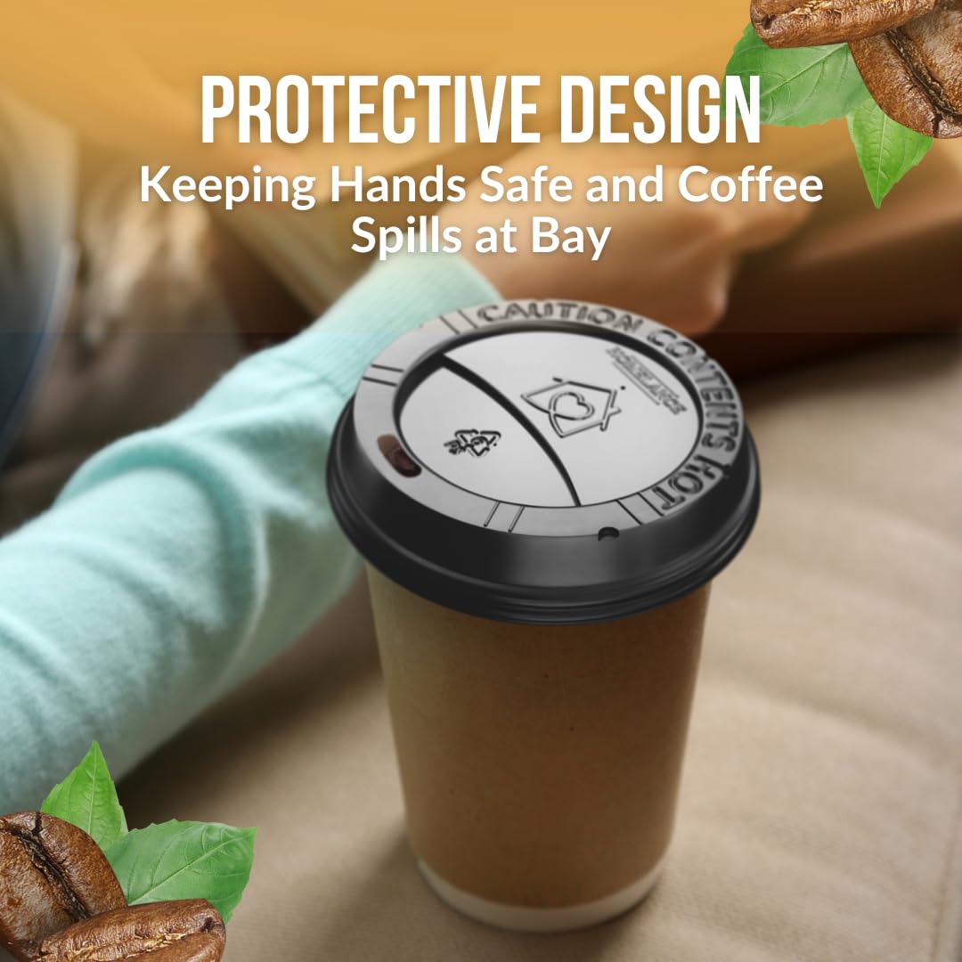 JUNXIAO-Pack Of 200, Black Disposable Coffee Cup Lids, Coffee - View #11