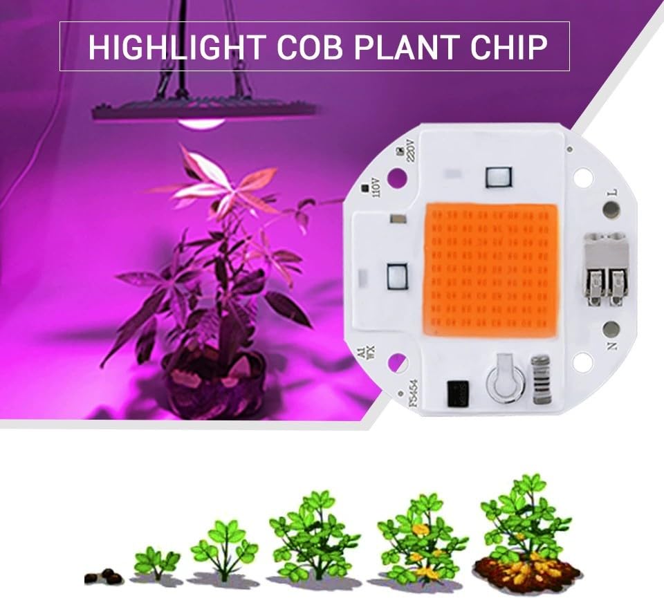 Żarówki LED ZeZhen, 20 sztuk/zestaw, oświetlenie do uprawy roślin bez sterownika, chip LED do oświetlenia roślin AC110V/220V Światło do roślin z żarówką LED o pełnym spektrum działania (rozmiar: 50W