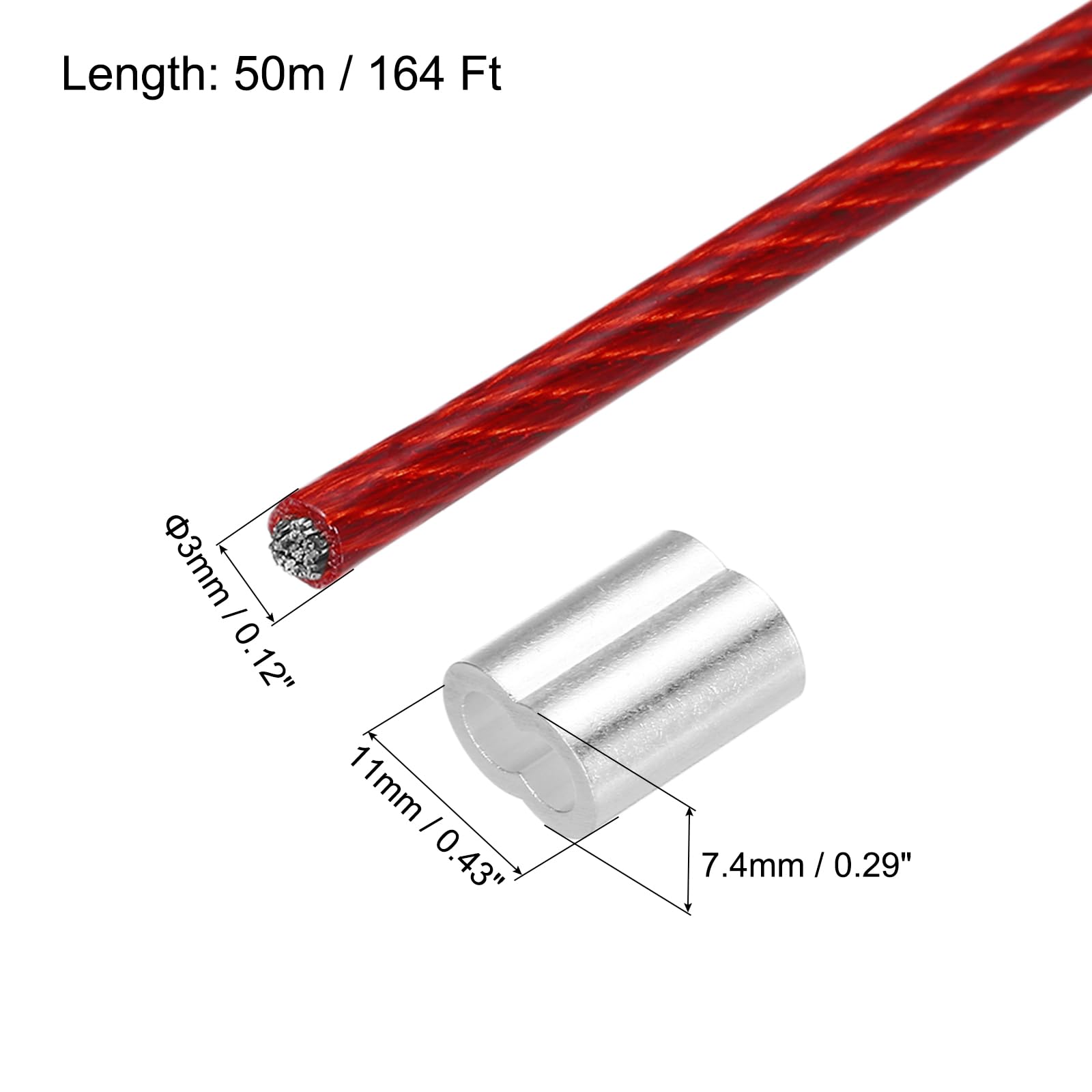 QUARKZMAN 30 Piezas 164 Pies 50 Metros de Cable de Acero Inoxidable Rojo