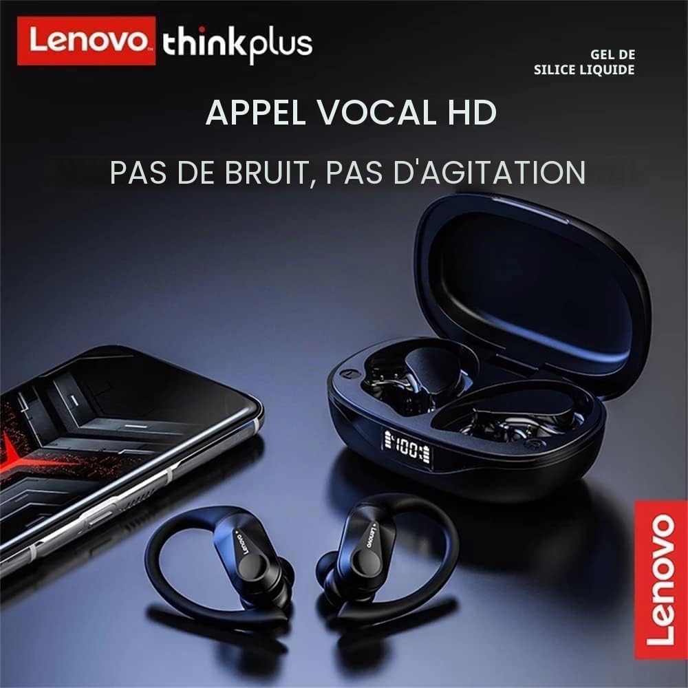 Lenovo LivePods LP75 Oreillettes Bluetooth 5.3 Sport Gym/Running Crochet d'oreille
