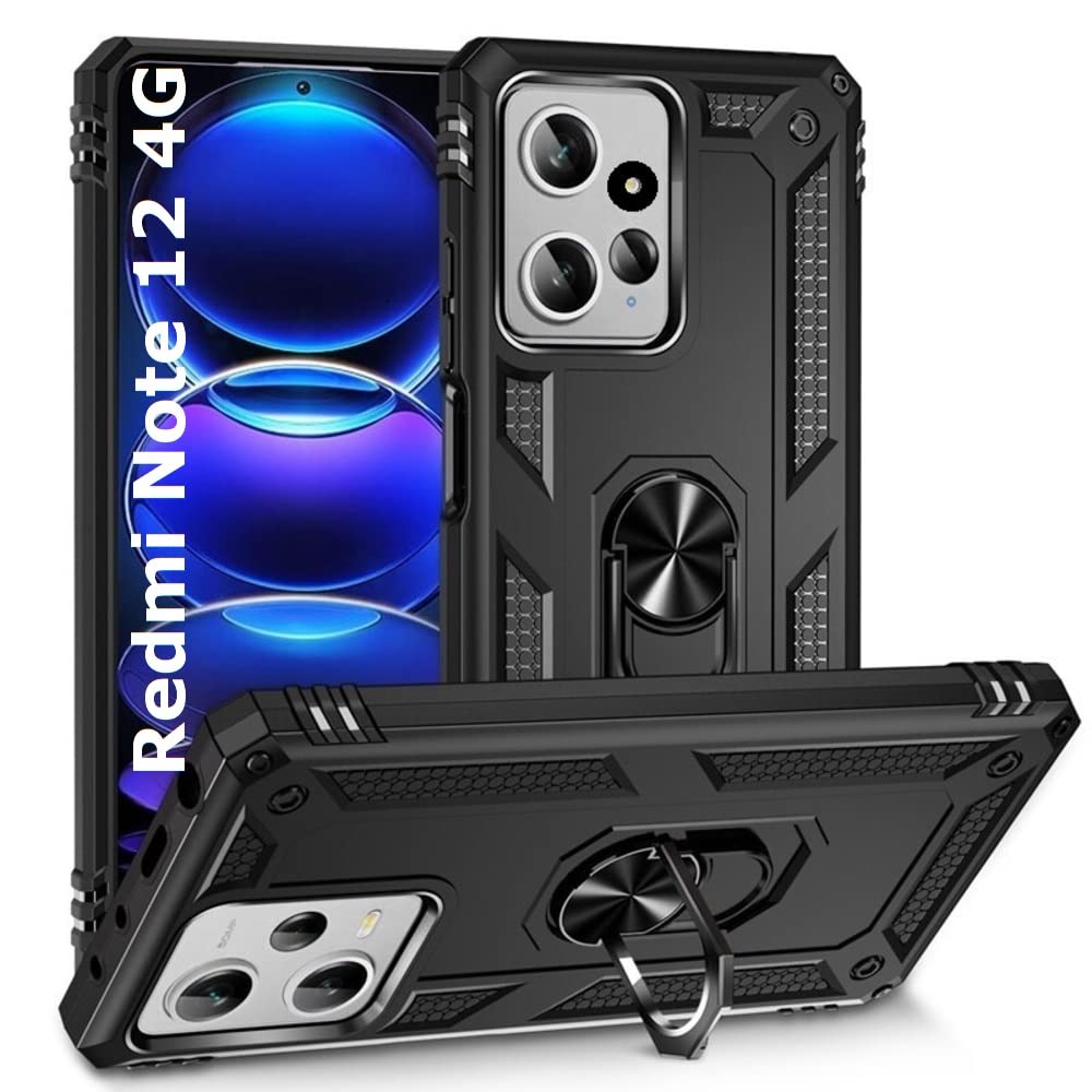 REALCASE Redmi Note 12 4G Back Cover Case | Hybrid PC Military Grade Shock Proof Armor Defender Ring Back Cover Case for Redmi Note 12 4G (Black) (B0C14ND873) Amazon Price History, Amazon Price Tracker