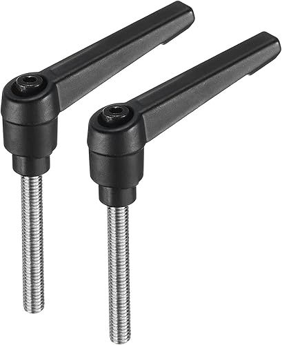 Miniatura 78 de uxcell 2 piezas de manija de palanca de sujeción ajustable M8 x 0.787 in óxido negro métrico acero al carbono macho roscado perillas de mano