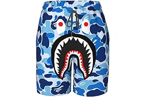 Shark Face Camo Swim Trunks for Teen Boys Kids