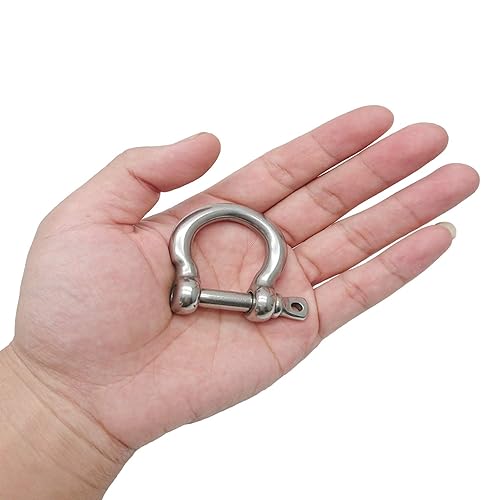 Miniatura 10 de 6 grilletes de acero inoxidable 304 de 38 pulgadas con anillo en D de 0.394 pulgadas para alambre de acero de tracción, 0.394 pulgadas