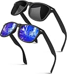GQUEEN Lunettes de soleil polarisées pour hommes femmes, Retro Square Black Shades Driving Fishing Golf Lunettes de Soleil UV400 Protection