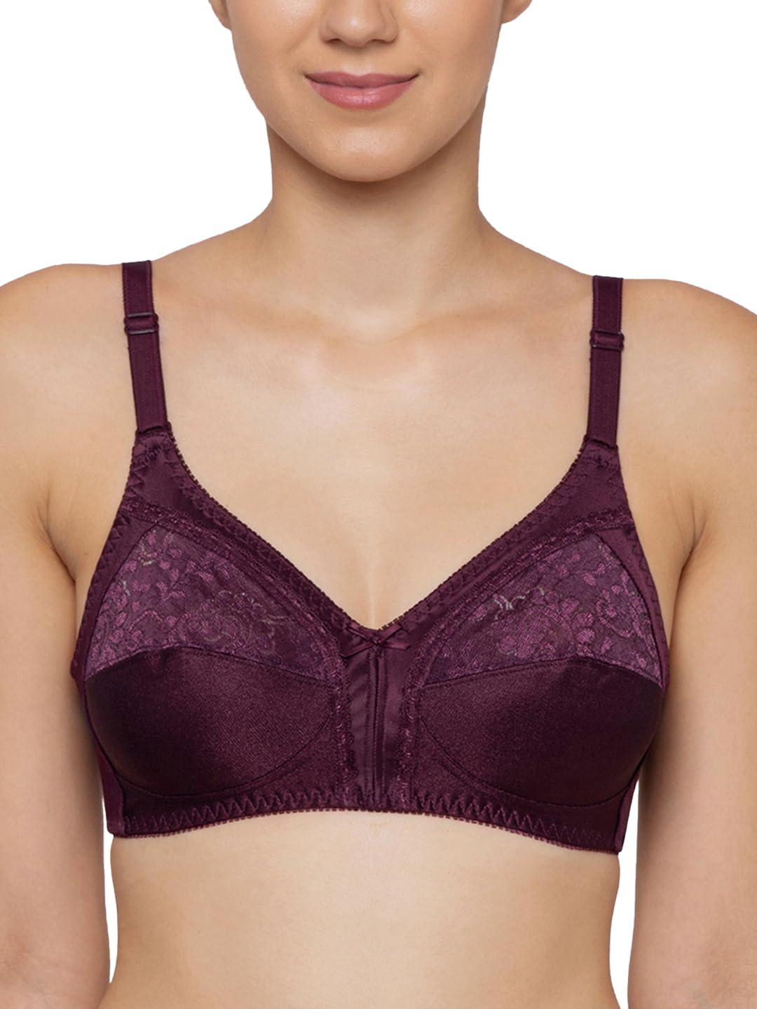 TriumphInternational Women's Non Padded | Wireless | Claudette 34E Deep Burgundy | Full-Coverage Bra | Pack of 1