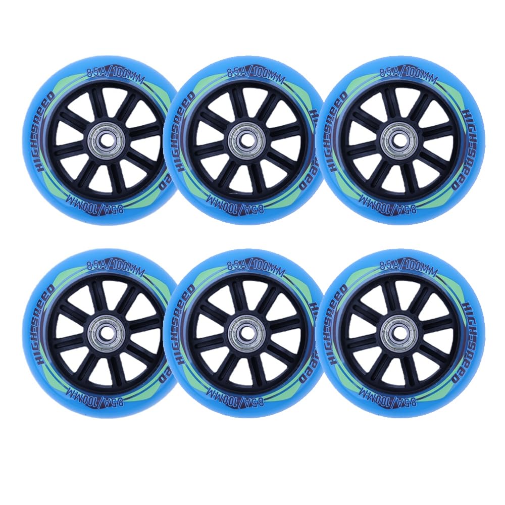 Inline-Skate-Rollen 100 Mm 85a Inline-ersatzrollen Mit ABEC-9 Kugellagern, Langlebig, Inklusive Schraubenschlüssel Blue