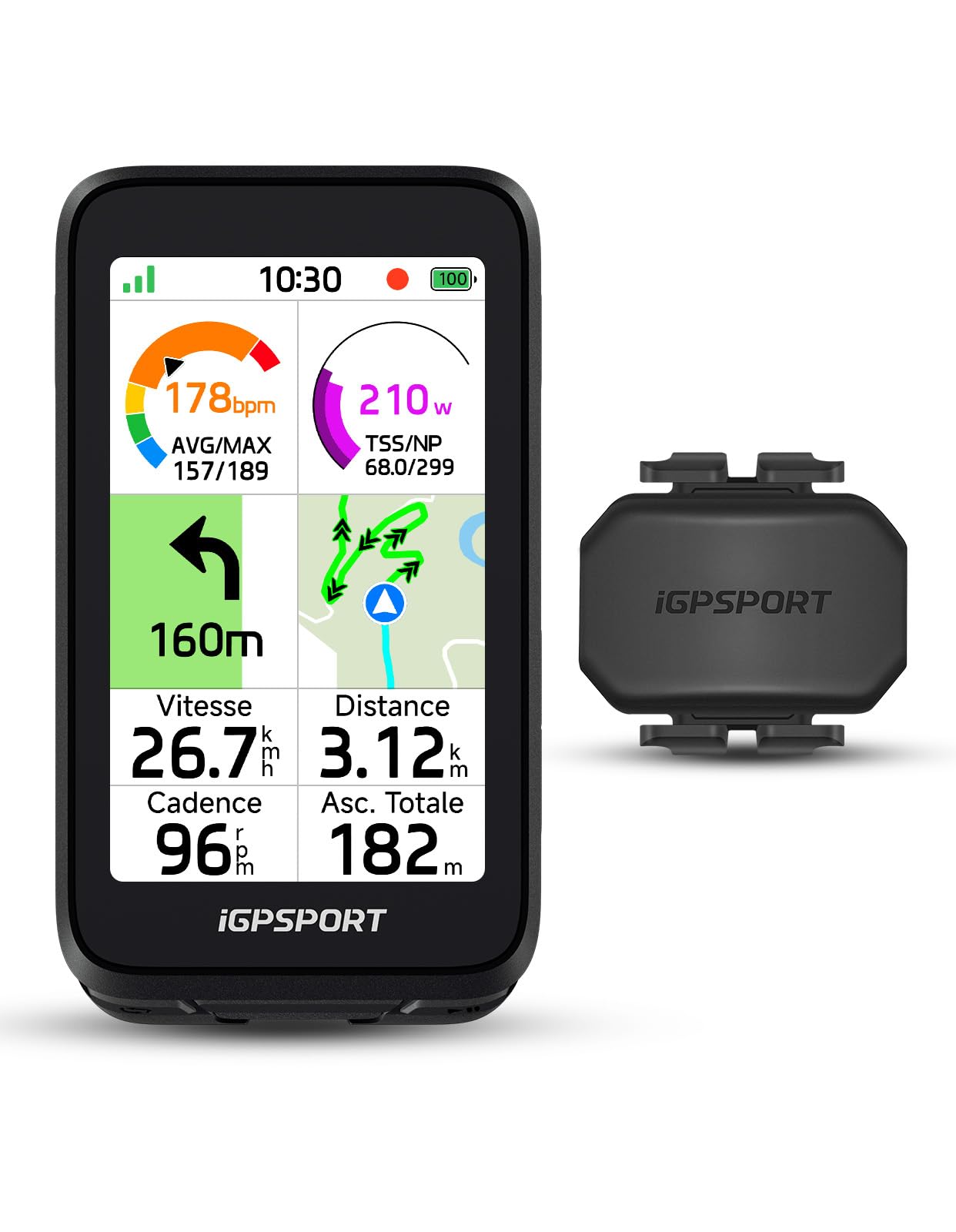 iGPSPORT BiNavi Air Compteur Velo sans Fil et CAD70 Capteur de Cadence